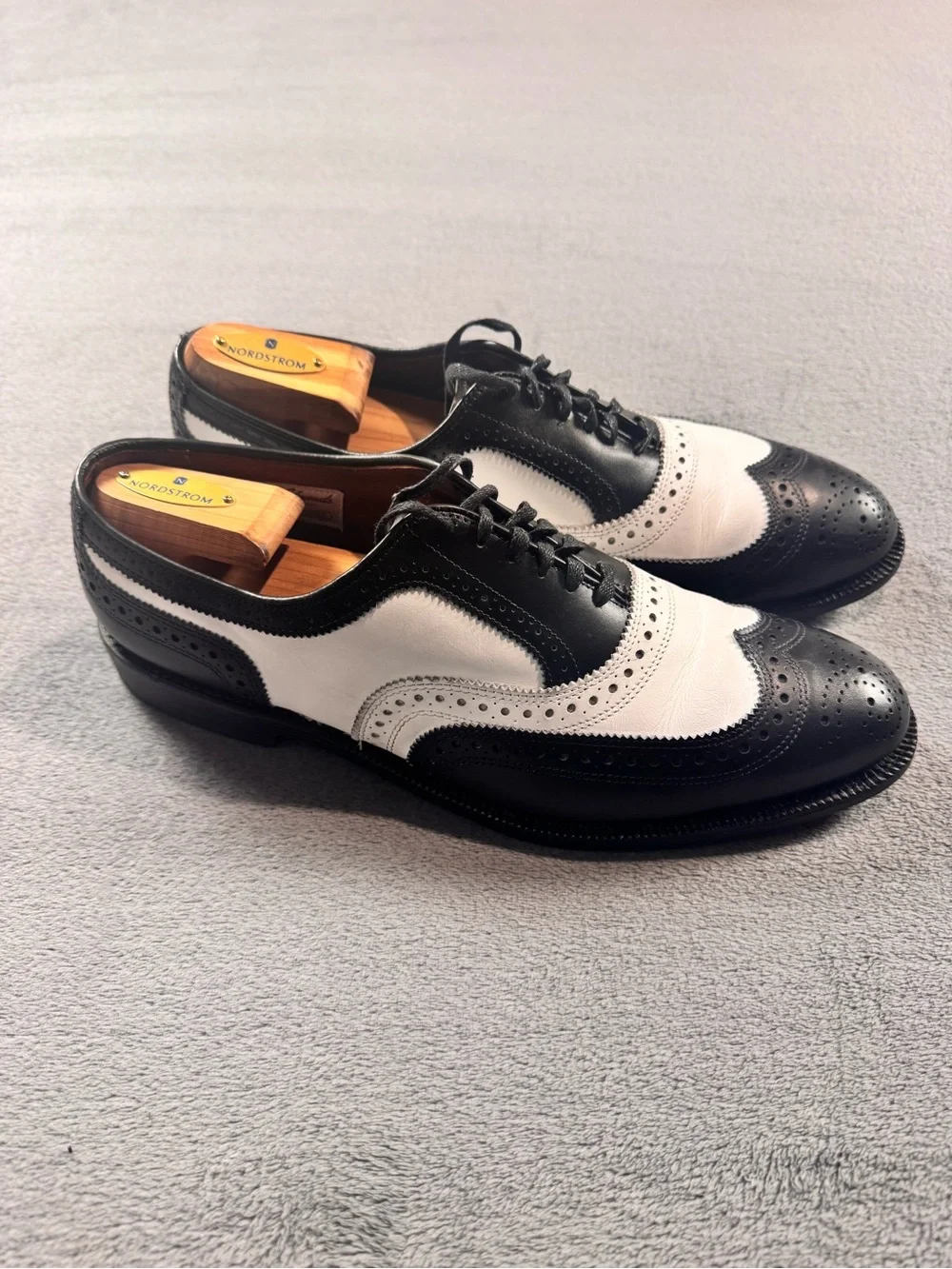 Allen Edmonds Broadstreet Two-Tone Black and White Spectator Wingtip Oxfords